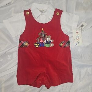 Baby Boy Togs Childrenswear Christmas Overall Romper Set 12 months